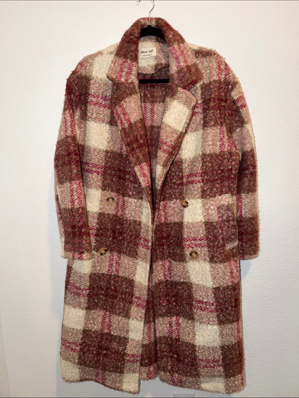 New In 3/4 Length Plaid Shacket